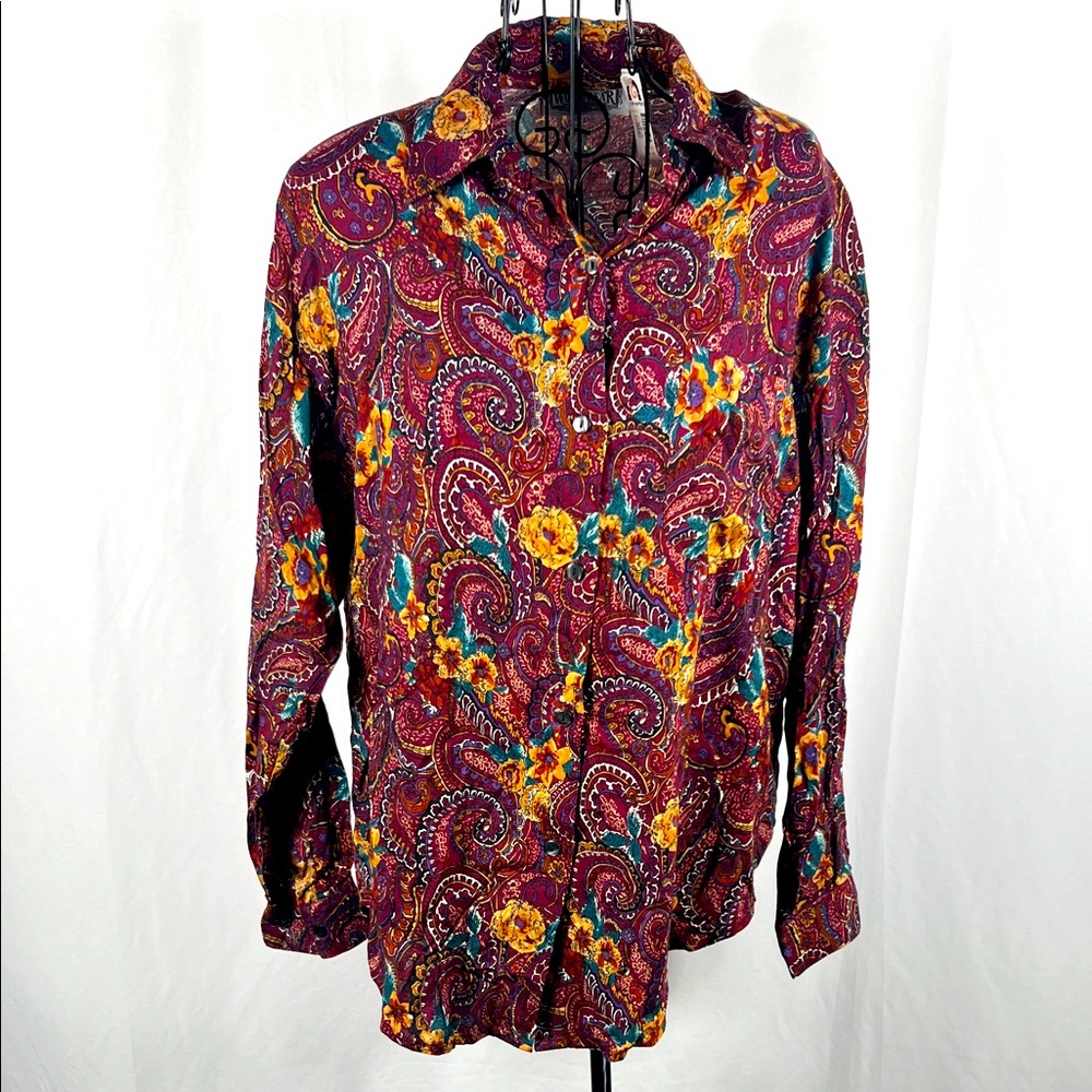 VINTAGE WORK WEAR Women’s Western Button Up Blouse Medium With Original‎ Tags
